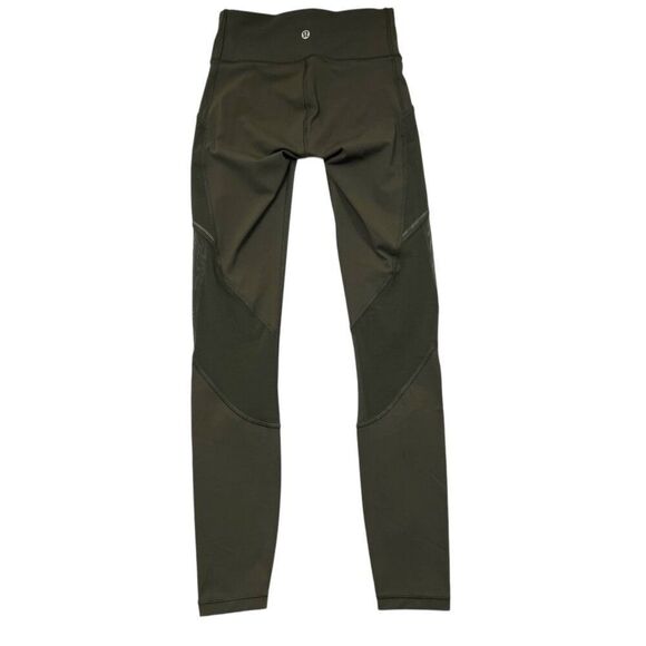 Lululemon Miles Ahead Tight 28" Inseam Mesh Inset Dark Olive Size 2 - Picture 3 of 11